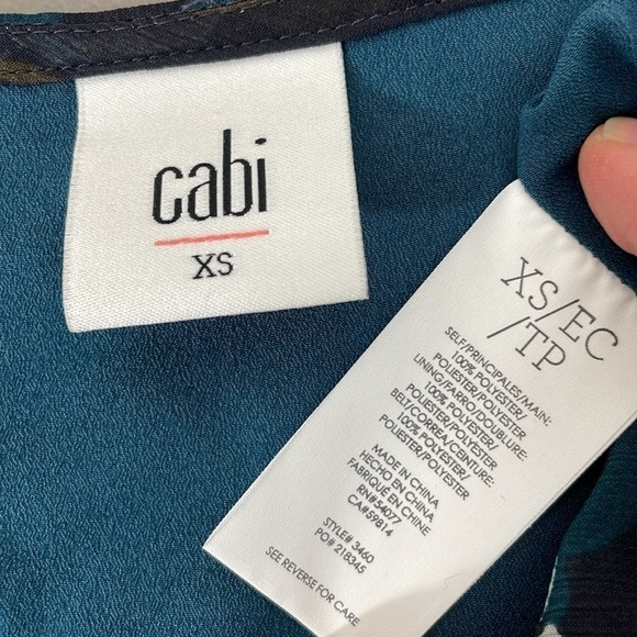 Cabi Dress Women's X Small XS Blue Pirouette Floating Flowers Midi Long Sleeve - Picture 12 of 16